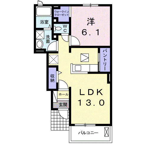 Planta 1LDK de Ｋ　Ｈｏｕｓｅ