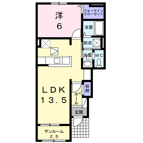 Planta 1LDK de サンパティ