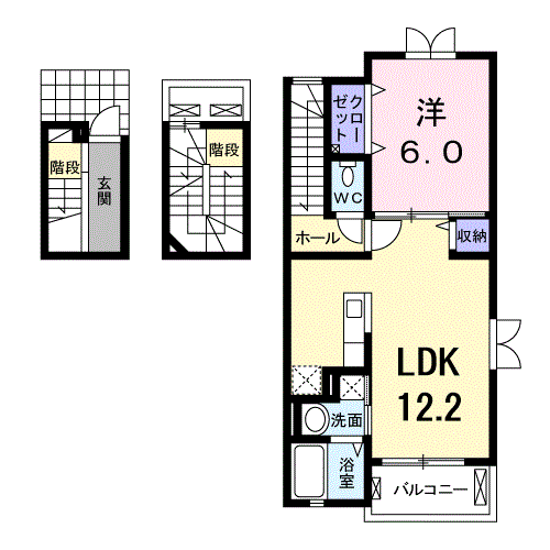 Planta 1LDK de ルミナス　Ⅰ