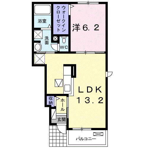 Planta 1LDK de ヴィラ　カルド