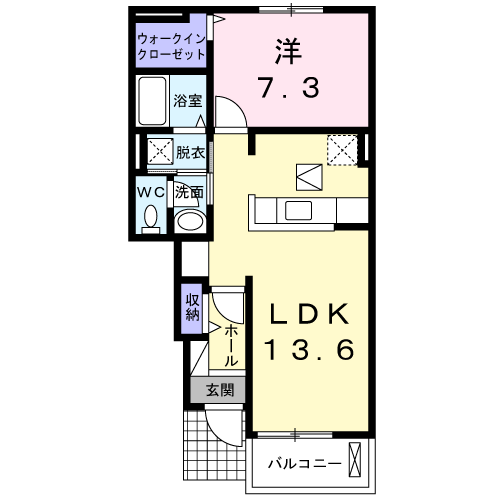 Planta 1LDK de ラ　カサ　プリマベーラ