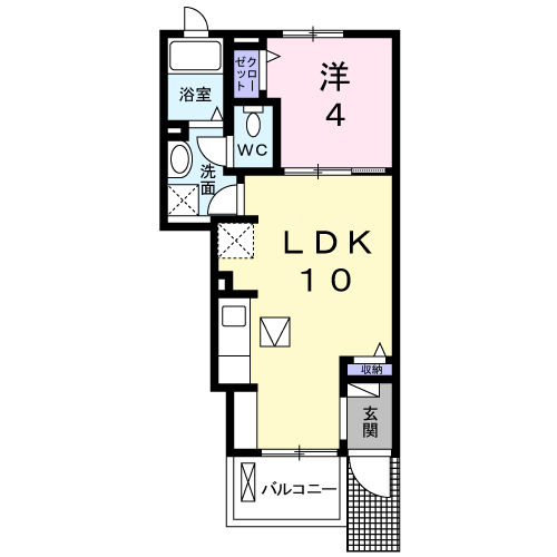 Planta 1LDK de ジュネス アイ