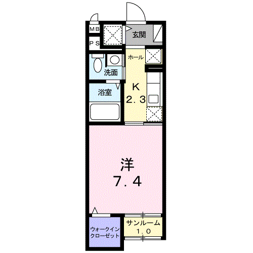 Planta 1K de スタジオーネ　ソーレ