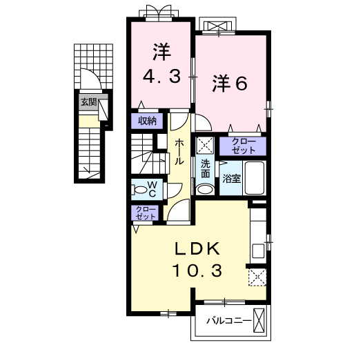Planta 2LDK de エレガンス・トリオ