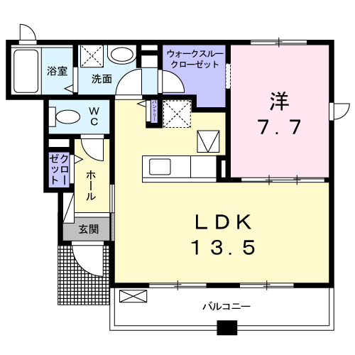 Planta 1LDK de ラッキーハウス　アニー