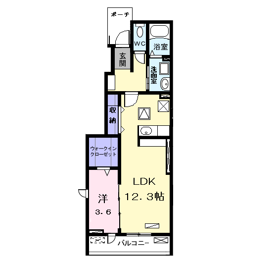 Planta 1LDK de ブリッサ