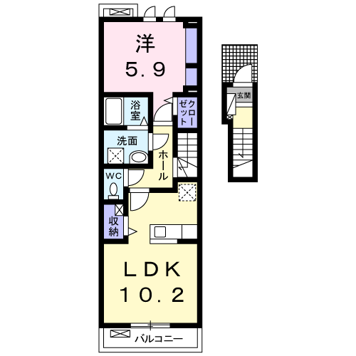 Planta 1LDK de ラパン　ノアール