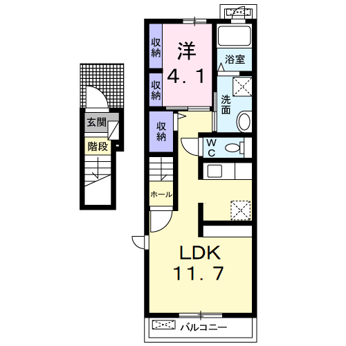 Planta 1LDK de サンシャイン南山