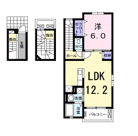 Planta do apartamento 1LDK — メゾン アンソレイエ
