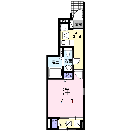 Planta 1K de アビタシオン柳戸東