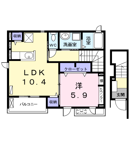 Planta 1LDK de メゾンクレアール　Ｅ