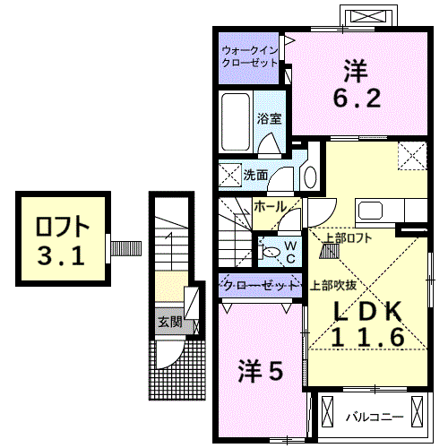Planta 2LDK de グレートハイツロイヤルⅤ