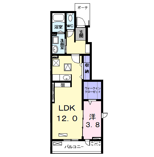 Planta 1LDK de シュエットメゾン