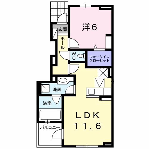 Planta do apartamento 1LDK — グランデ・Ⅵ