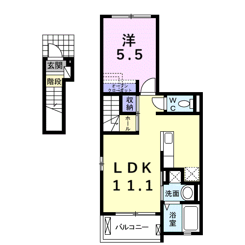 Planta 1LDK de カノン　フィオーレ