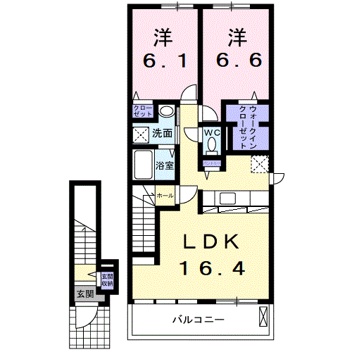 Planta 2LDK de フォルティッシモA