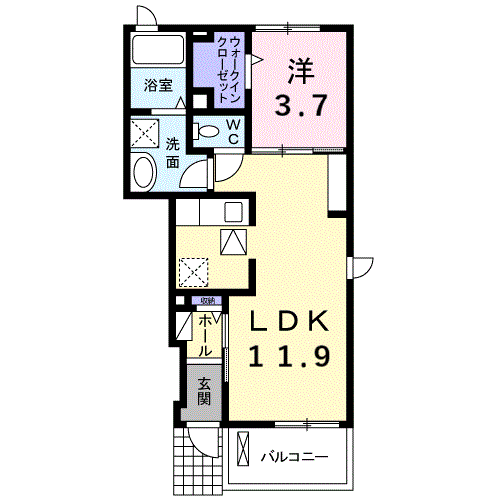 Planta 1LDK de フォルティッシモＢ