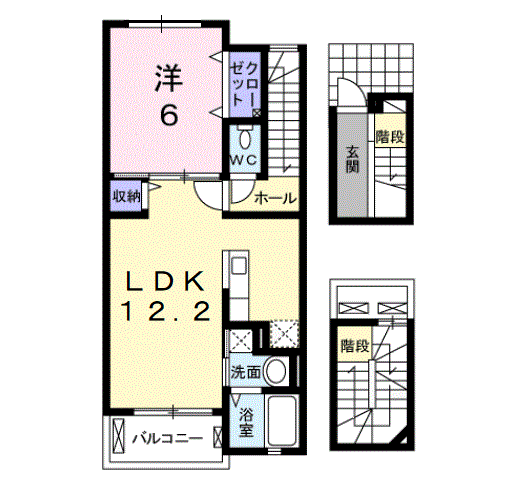 Planta 1LDK de アンセスター松降　Ｂ