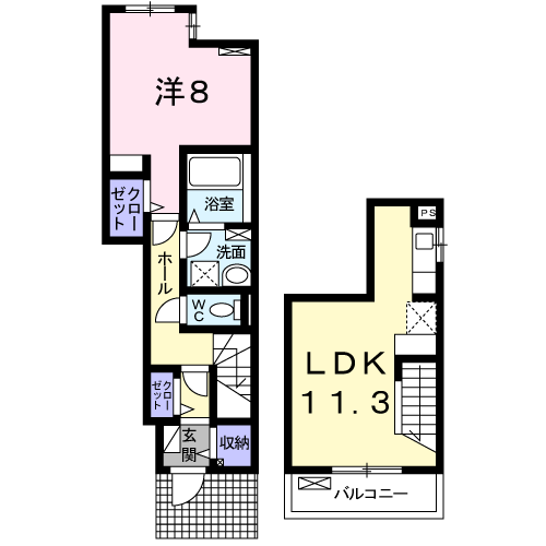 Planta 1LDK de オレンジヒルズ論田Ｃ