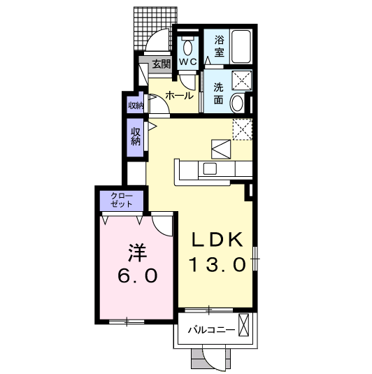 Planta 1LDK de プリムラ梶島