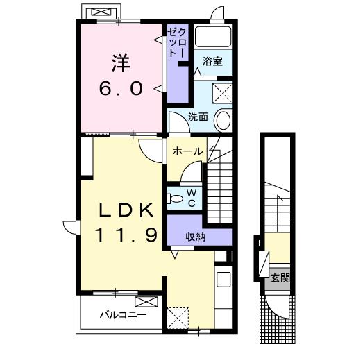 Planta 1LDK de さくら１