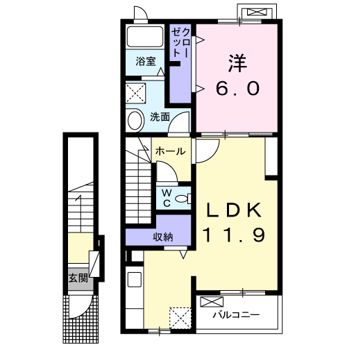Planta 1LDK de さくら２