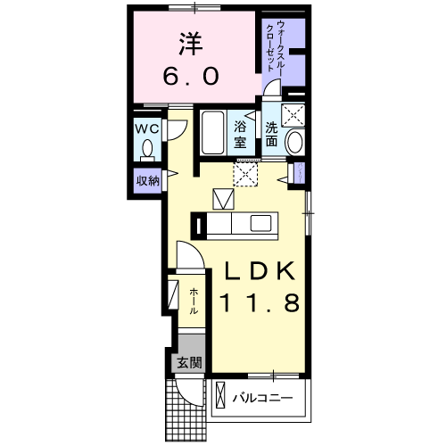 Planta 1LDK de エスポワールⅡ
