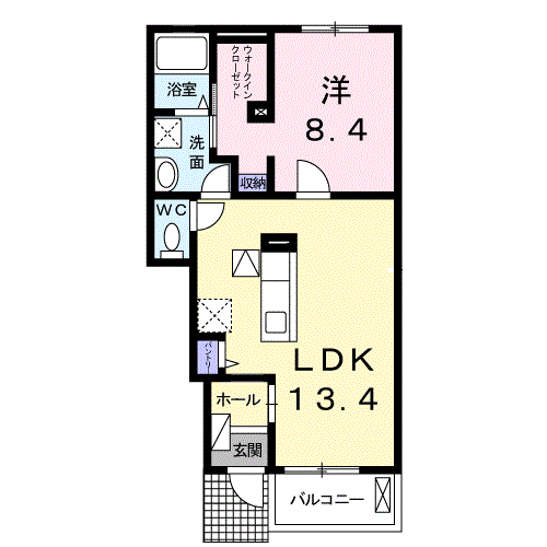 Planta 1LDK de ミ・カーサ