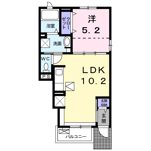 Planta 1LDK de イル　フィオーレ