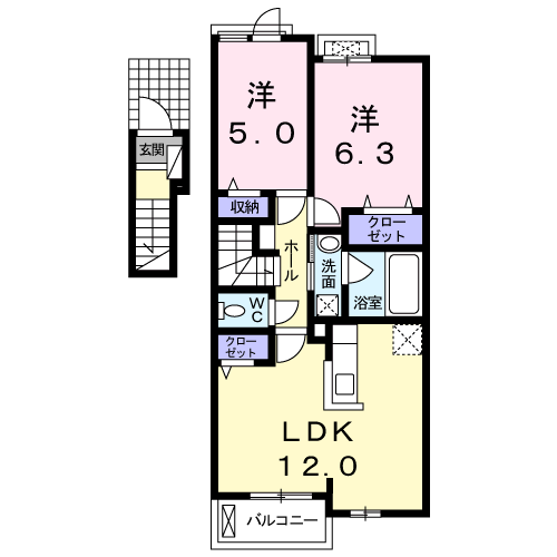 Planta 2LDK de グレイス牛川