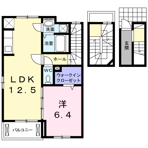 Planta 1LDK de ハウスアメニティ