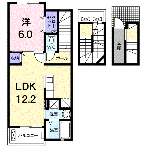 Planta 1LDK de フレーズ東山