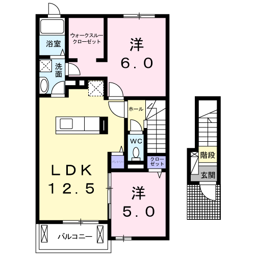 Planta 2LDK de エレガンス今川Ⅰ