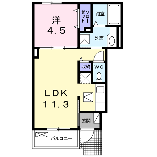 Planta 1LDK de アウローラ　Ｓ・Ｆ