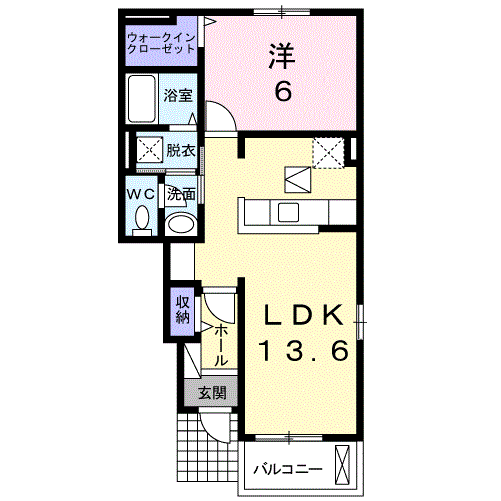 Planta 1LDK de グラシオッソ　Ⅱ