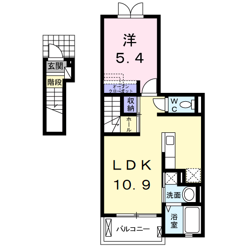 Planta 1LDK de モダンＫＭⅡ