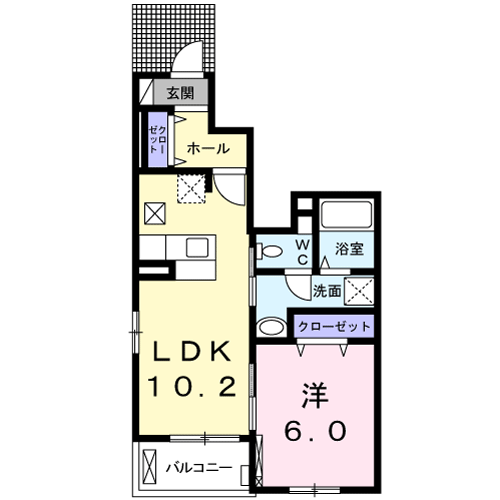 Planta 1LDK de ニコ　ヴィラージュＡ