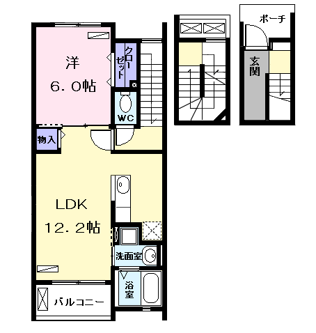 Planta 1LDK de Ｃａｓａ　Ｖｉｏｌａ