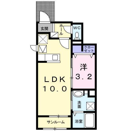 Planta 1LDK de タクト