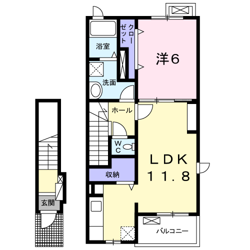 Planta 1LDK de サンモールⅡ