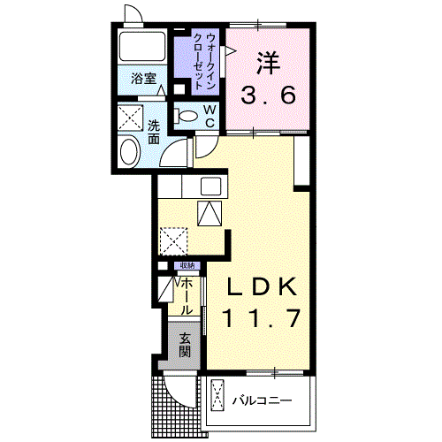 Planta 1LDK de アルカンジュ北園通