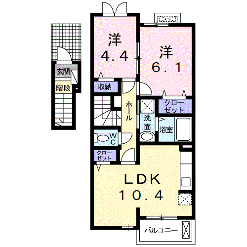 Planta do apartamento 2LDK — フェリチェート