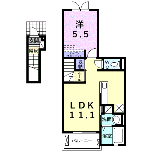 Planta 1LDK de メゾンドプランドール