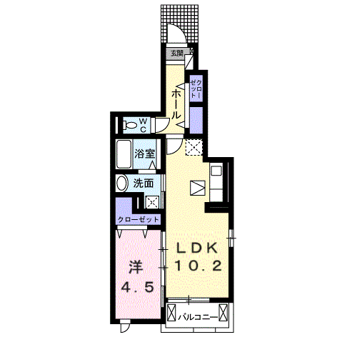Planta 1LDK de パピヨンⅡ