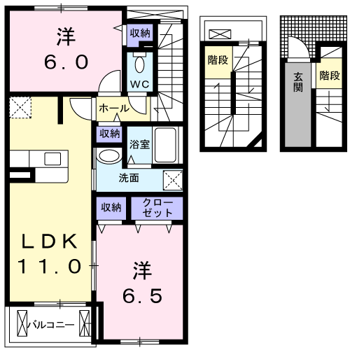 Planta 2LDK de グランシャリオ
