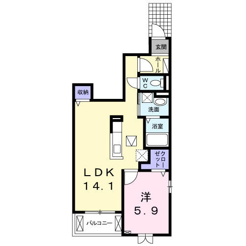 Planta 1LDK de エルムⅡ