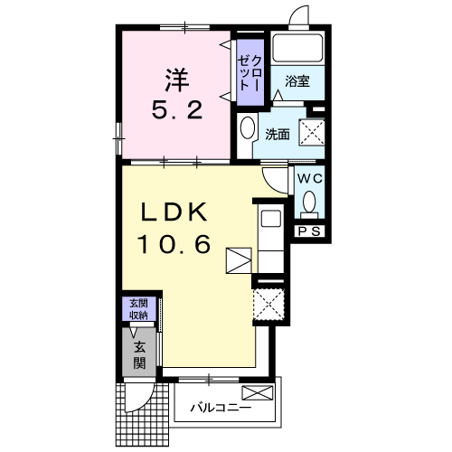 Planta 1LDK de ハイムコンフォート下地