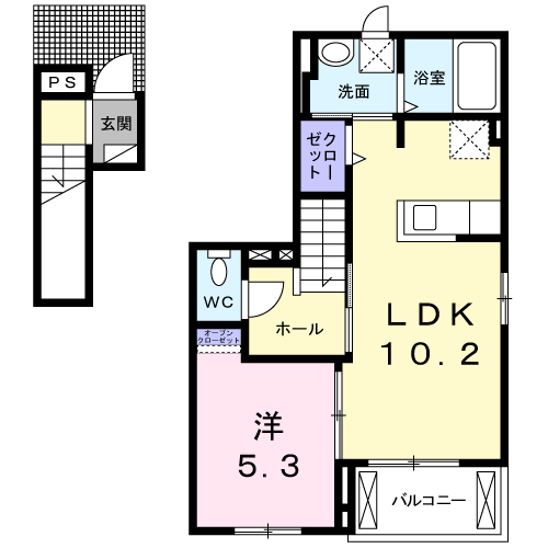 Planta 1LDK de ラフィーネＫ