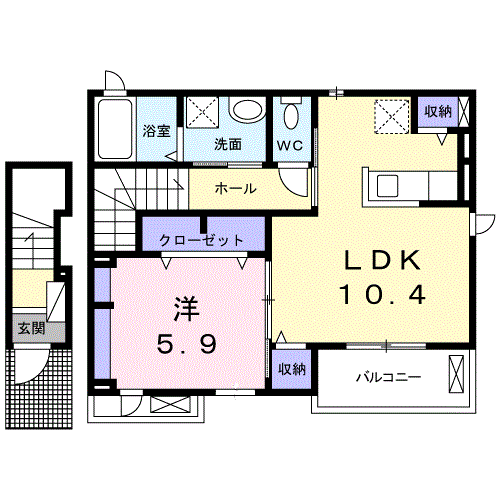 Planta 1LDK de ディアコート