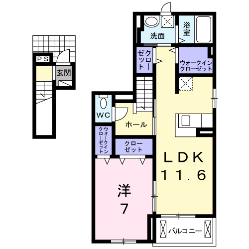 Planta 1LDK de サンモリッツ